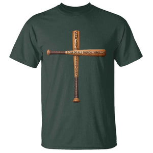 Christian Baseball T Shirt I Can Do All Things Through Christ Who Strengthens Me TS11 Dark Forest Green Print Your Wear