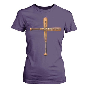 Christian Baseball T Shirt For Women I Can Do All Things Through Christ Who Strengthens Me TS11 Purple Print Your Wear