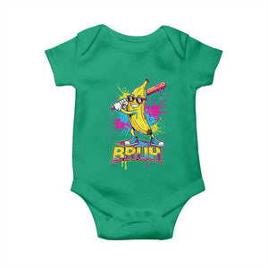 Funny Bruh Banana Baseball Drip Ice Cream Sports Splatter Baby Onesie TS11 Irish Green Print Your Wear