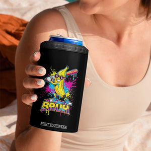 Funny Bruh Banana Baseball Drip Ice Cream Sports Splatter 4 in 1 Can Cooler Tumbler TS11 Print Your Wear