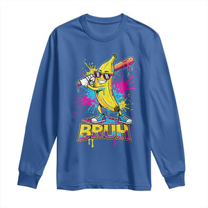 Funny Bruh Banana Baseball Drip Ice Cream Sports Splatter Long Sleeve Shirt TS11 Royal Blue Print Your Wear