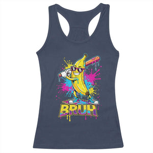 Funny Bruh Banana Baseball Drip Ice Cream Sports Splatter Racerback Tank Top TS11 Navy Print Your Wear