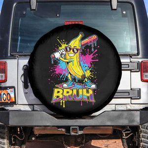Funny Bruh Banana Baseball Drip Ice Cream Sports Splatter Spare Tire Cover TS11 No hole Black Print Your Wear