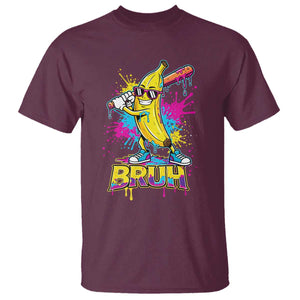 Funny Bruh Banana Baseball Drip Ice Cream Sports Splatter T Shirt TS11 Maroon Print Your Wear
