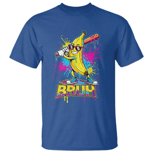 Funny Bruh Banana Baseball Drip Ice Cream Sports Splatter T Shirt TS11 Royal Blue Print Your Wear