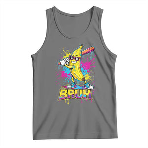 Funny Bruh Banana Baseball Drip Ice Cream Sports Splatter Tank Top TS11 Black Heather Print Your Wear