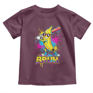 Funny Bruh Banana Baseball Drip Ice Cream Sports Splatter Toddler T Shirt TS11 Maroon Print Your Wear