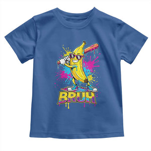 Funny Bruh Banana Baseball Drip Ice Cream Sports Splatter Toddler T Shirt TS11 Royal Blue Print Your Wear