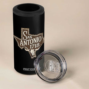 Vintage San Antonio Texas Est 1718 Longhorn Cow Skull 4 in 1 Can Cooler Tumbler TS11 Print Your Wear