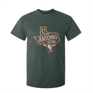 Vintage San Antonio Texas Est 1718 Longhorn Cow Skull T Shirt For Kid TS11 Dark Forest Green Print Your Wear