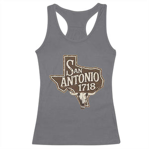 Vintage San Antonio Texas Est 1718 Longhorn Cow Skull Racerback Tank Top TS11 Charcoal Print Your Wear