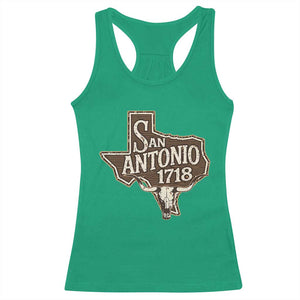 Vintage San Antonio Texas Est 1718 Longhorn Cow Skull Racerback Tank Top TS11 Irish Green Print Your Wear