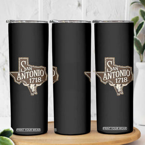 Vintage San Antonio Texas Est 1718 Longhorn Cow Skull Skinny Tumbler TS11 Print Your Wear