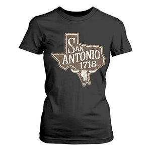 Vintage San Antonio Texas Est 1718 Longhorn Cow Skull T Shirt For Women TS11 Black Print Your Wear