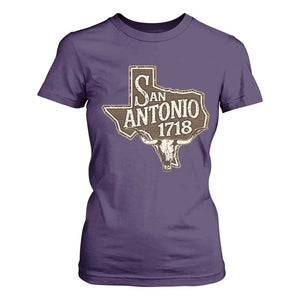 Vintage San Antonio Texas Est 1718 Longhorn Cow Skull T Shirt For Women TS11 Purple Print Your Wear