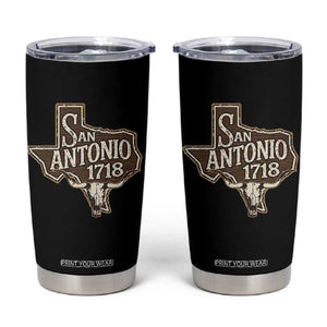Vintage San Antonio Texas Est 1718 Longhorn Cow Skull Tumbler Cup TS11 Black Print Your Wear