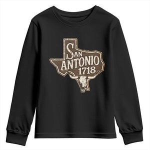 Vintage San Antonio Texas Est 1718 Longhorn Cow Skull Youth Sweatshirt TS11 Black Print Your Wear