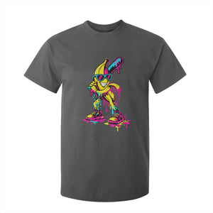 Funny Banana Baseball Drip Ice Cream Splatter T Shirt For Kid TS11 Dark Heather Print Your Wear