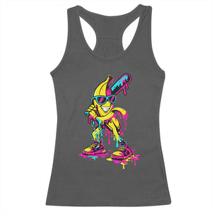 Funny Banana Baseball Drip Ice Cream Splatter Racerback Tank Top TS11 Dark Heather Print Your Wear