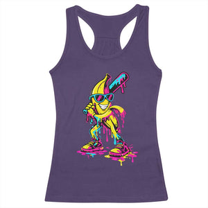 Funny Banana Baseball Drip Ice Cream Splatter Racerback Tank Top TS11 Purple Print Your Wear