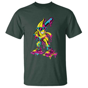 Funny Banana Baseball Drip Ice Cream Splatter T Shirt TS11 Dark Forest Green Print Your Wear