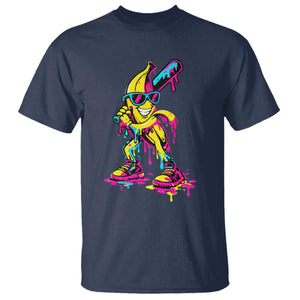 Funny Banana Baseball Drip Ice Cream Splatter T Shirt TS11 Navy Print Your Wear
