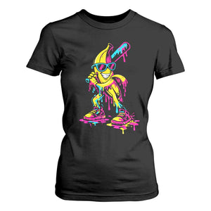 Funny Banana Baseball Drip Ice Cream Splatter T Shirt For Women TS11 Black Print Your Wear
