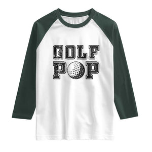 Golf Dad Raglan Shirt Golf Pop Master Father's Day TS11 White Dark Forest Green Print Your Wear