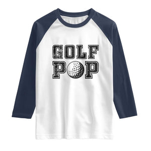 Golf Dad Raglan Shirt Golf Pop Master Father's Day TS11 White Navy Print Your Wear