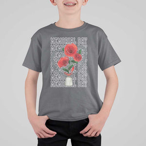 Decoration Day T Shirt For Kid Memorial Day Red Poppy Flower TS11 Charcoal Print Your Wear