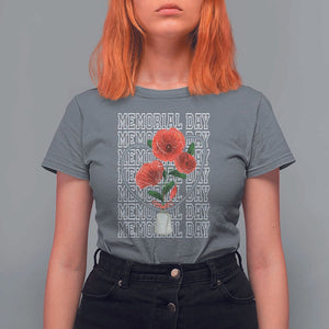 Decoration Day T Shirt For Women Memorial Day Red Poppy Flower TS11 Charcoal Print Your Wear