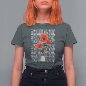 Decoration Day T Shirt For Women Memorial Day Red Poppy Flower TS11 Dark Heather Print Your Wear
