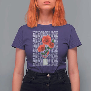 Decoration Day T Shirt For Women Memorial Day Red Poppy Flower TS11 Purple Print Your Wear