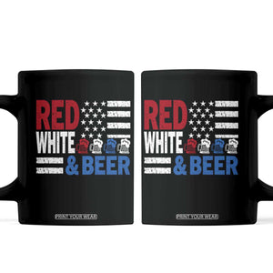 Funny American Drinking Coffee Mug Red White And Beer 4th Of July USA Flag TS11 Black Print Your Wear