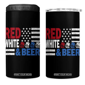Funny American Drinking 4 in 1 Can Cooler Tumbler Red White And Beer 4th Of July USA Flag TS11 One Size: 16 oz Black Print Your Wear