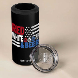 Funny American Drinking 4 in 1 Can Cooler Tumbler Red White And Beer 4th Of July USA Flag TS11 Print Your Wear