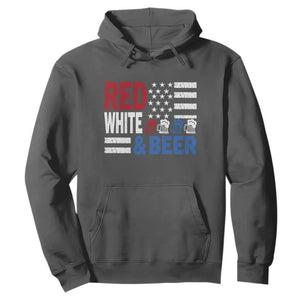 Funny American Drinking Hoodie Red White And Beer 4th Of July USA Flag TS11 Dark Heather Print Your Wear