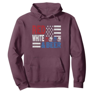 Funny American Drinking Hoodie Red White And Beer 4th Of July USA Flag TS11 Maroon Print Your Wear