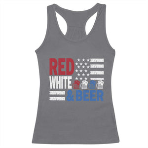 Funny American Drinking Racerback Tank Top Red White And Beer 4th Of July USA Flag TS11 Charcoal Print Your Wear