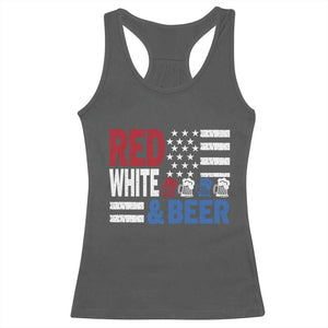 Funny American Drinking Racerback Tank Top Red White And Beer 4th Of July USA Flag TS11 Dark Heather Print Your Wear