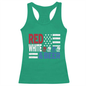 Funny American Drinking Racerback Tank Top Red White And Beer 4th Of July USA Flag TS11 Irish Green Print Your Wear