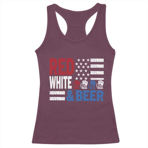 Funny American Drinking Racerback Tank Top Red White And Beer 4th Of July USA Flag TS11 Maroon Print Your Wear