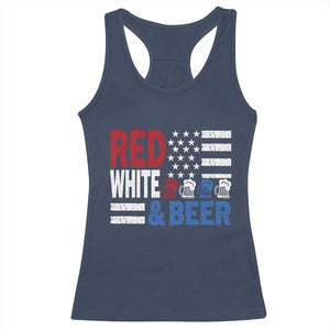 Funny American Drinking Racerback Tank Top Red White And Beer 4th Of July USA Flag TS11 Navy Print Your Wear