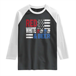 Funny American Drinking Raglan Shirt Red White And Beer 4th Of July USA Flag TS11 Black White Print Your Wear