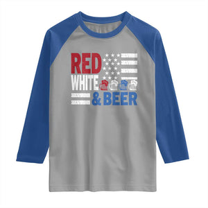 Funny American Drinking Raglan Shirt Red White And Beer 4th Of July USA Flag TS11 Sport Gray Royal Print Your Wear