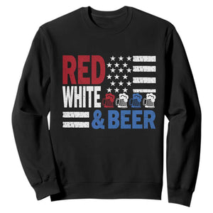 Funny American Drinking Sweatshirt Red White And Beer 4th Of July USA Flag TS11 Black Print Your Wear