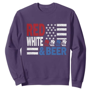 Funny American Drinking Sweatshirt Red White And Beer 4th Of July USA Flag TS11 Purple Print Your Wear
