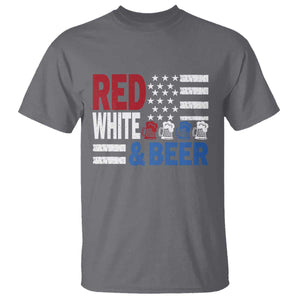 Funny American Drinking T Shirt Red White And Beer 4th Of July USA Flag TS11 Charcoal Print Your Wear
