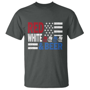 Funny American Drinking T Shirt Red White And Beer 4th Of July USA Flag TS11 Dark Heather Print Your Wear