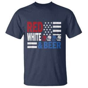 Funny American Drinking T Shirt Red White And Beer 4th Of July USA Flag TS11 Navy Print Your Wear